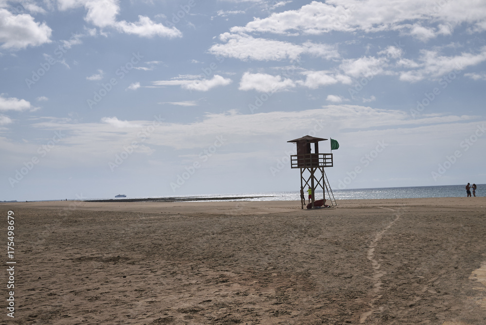Lanzarote, Spain - August 20, 2015 : Life guard in Playa de Matagorda