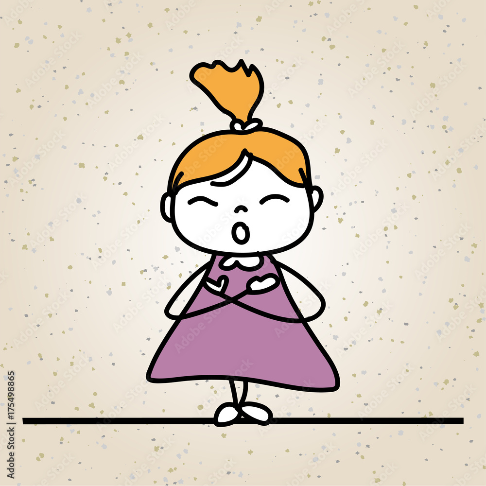 hand drawing happy girl line art. abstract people hand drawing happy girl line art. abstract people