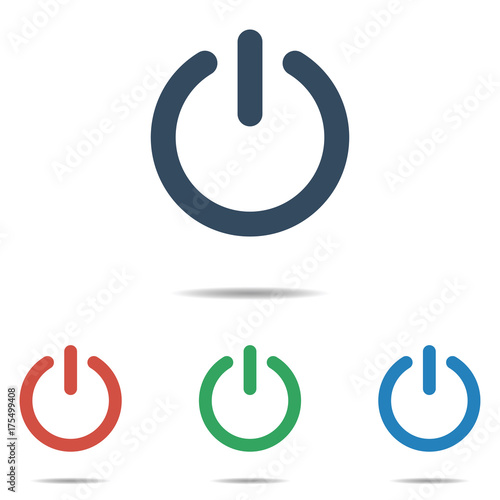 Power button icon set - simple flat design isolated on white background, vector