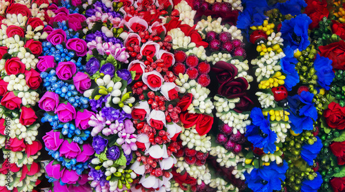 artificial flowers of different types