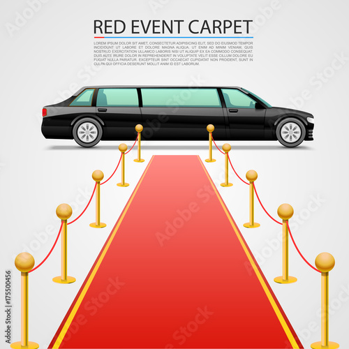 Red event carpet isolated on a white background. Vector illustration