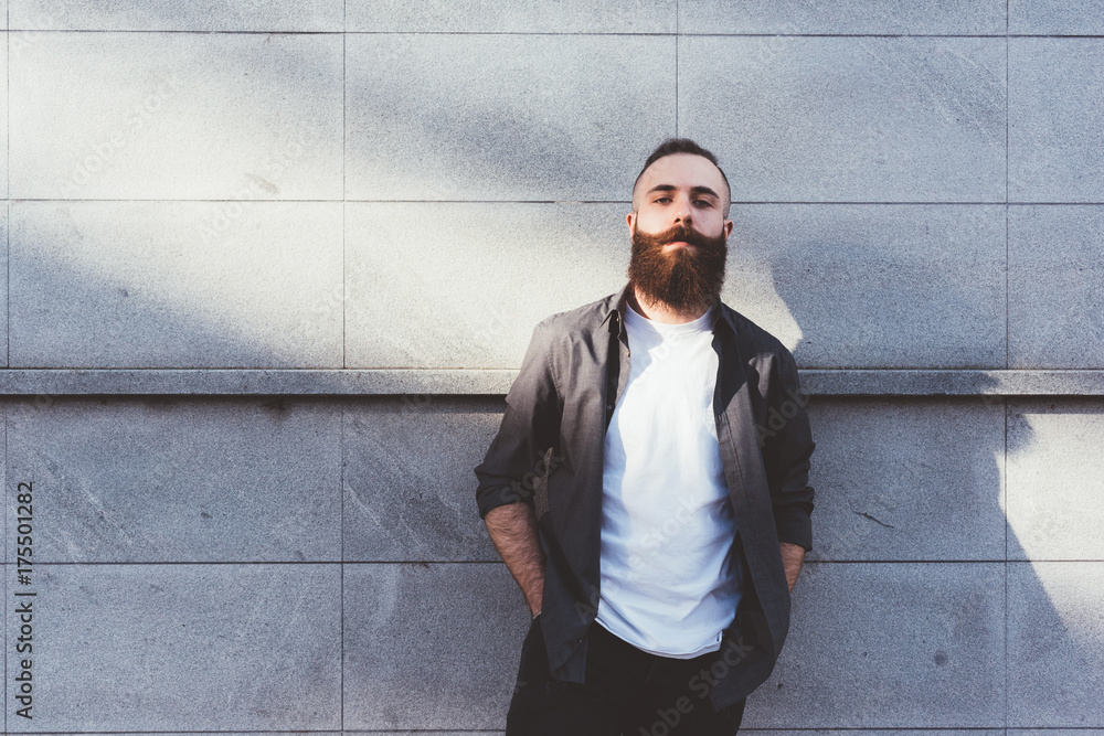 Portrait of bearded man looking at camera Portrait of bearded man looking at camera