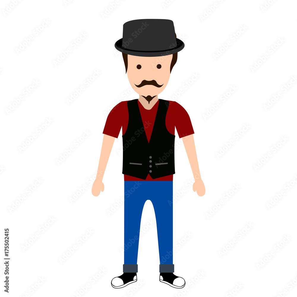 Isolated hipster character Isolated hipster character