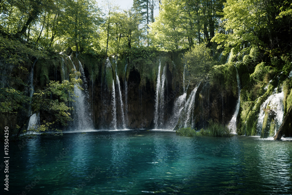 waterfall in forest, Plitvice Lakes, Croatia waterfall in forest, Plitvice Lakes, Croatia