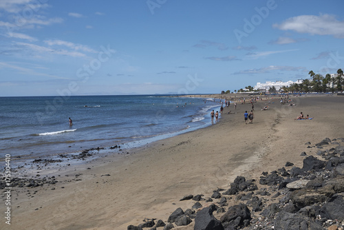 Lanzarote, Spain - August 23, 2015 : View of Los Pocillos beach, Lanzarote © simona