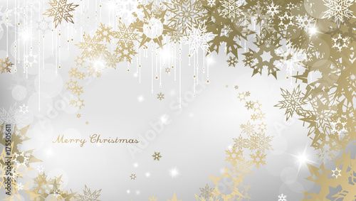 Christmas background with snowflakes and simple Merry Christmas text - white version