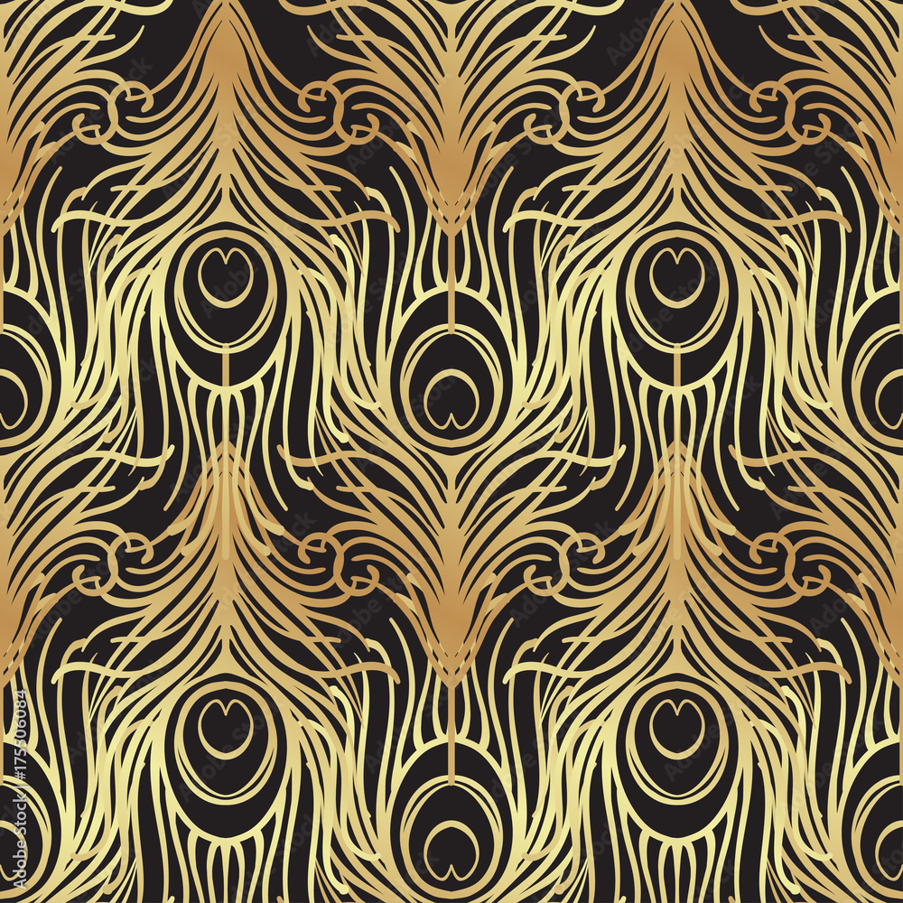 Art deco style geometric seamless pattern in black and gold. Vector illustration. Roaring 1920's design. Jazz era inspired . 20's. Vintage Fabric, textile, wrapping paper, wallpaper. Art deco style geometric seamless pattern in black and gold. Vector illustration. Roaring 1920's design. Jazz era inspired . 20's. Vintage Fabric, textile, wrapping paper, wallpaper.