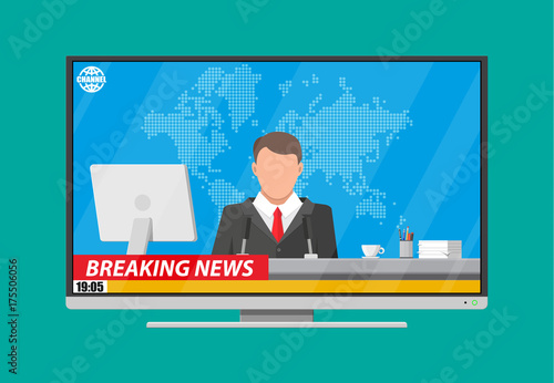 News announcer in the studio