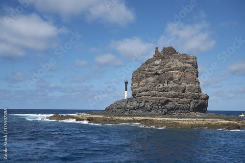 Lanzarote, Spain - August 26, 2015 : View of the "Farion de Afuera" from the boat to La Graciosa