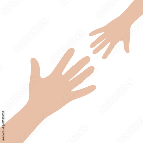 Hand with child hand. Hand care.