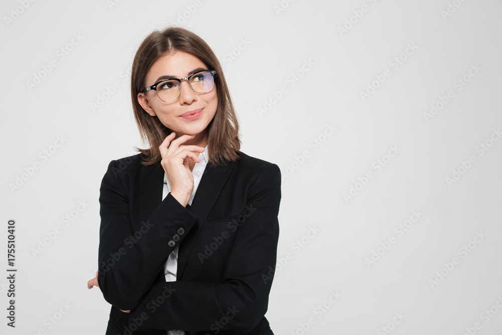 Portrait of a happy female manager in eyeglasses Portrait of a happy female manager in eyeglasses