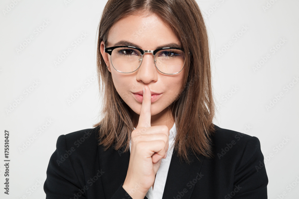 Close up portrait of a young playful businesswoman Close up portrait of a young playful businesswoman