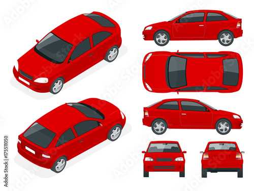 Set of Sedan Cars. Isolated car, template for car branding and advertising.