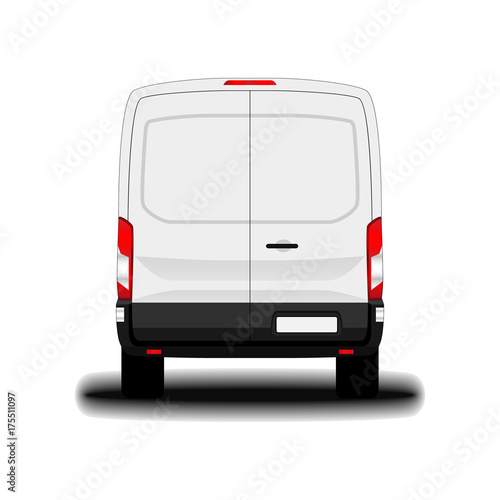 realistic cargo van. back view.
