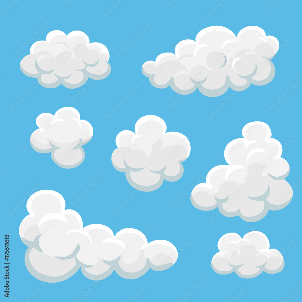 Cartoon clouds set on a blue background