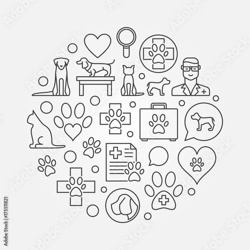 Veterinary vector round illustration