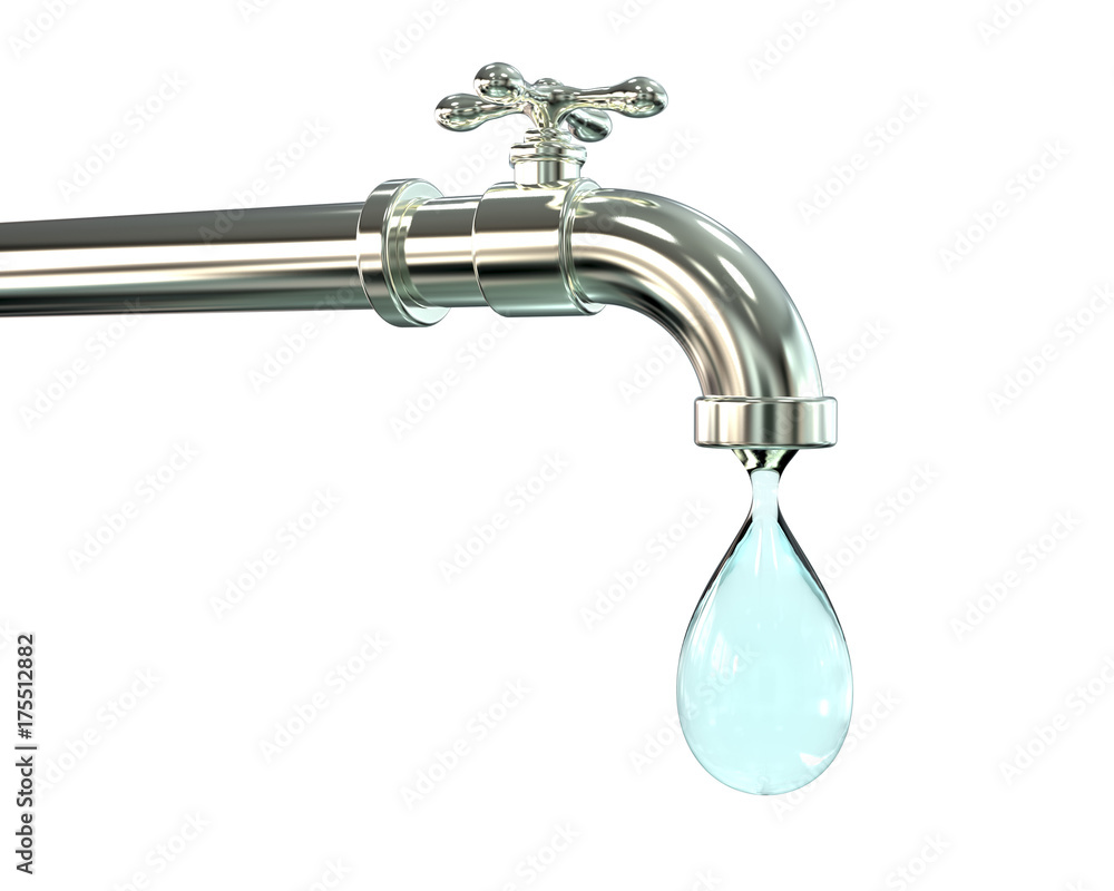 Safety of drinking water concept, 3D illustration showing tap with ...
