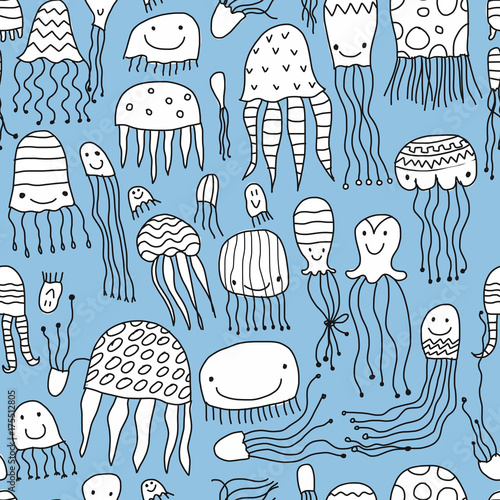 Funny jellyfishes, seamless pattern for your design