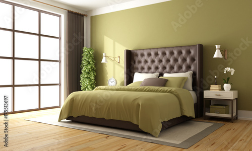 Classic brown and green bedroom photo