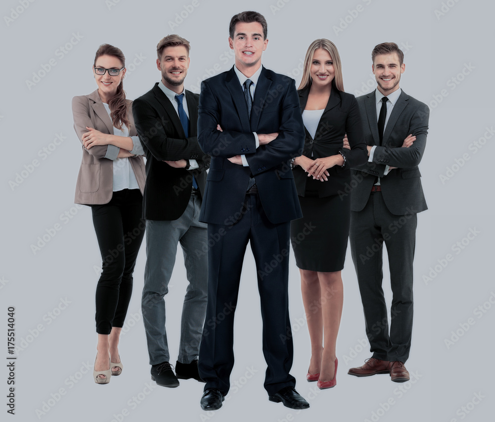 Group of smiling business people. Isolated over white background