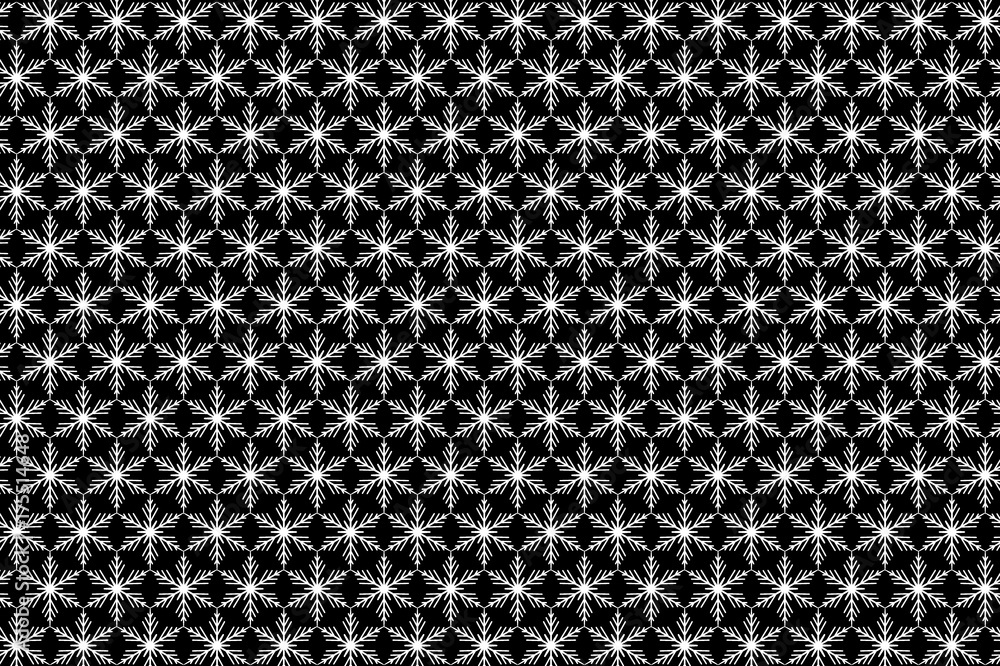 White snowflake on a black background - vector pattern,