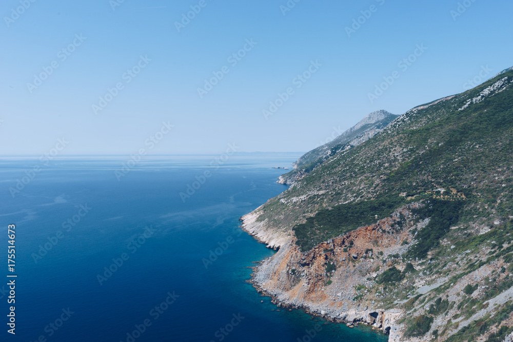 Calm sea and blue sky background, Greece