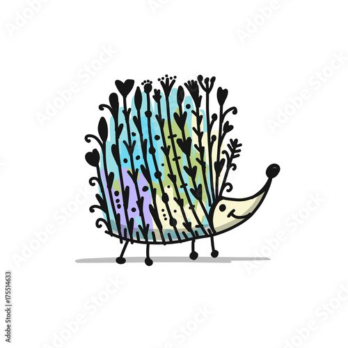 Floral hedgehog, logo set for your design