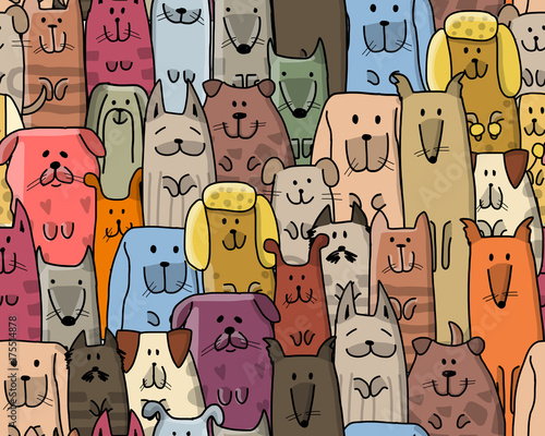 Funny dogs family, seamless pattern for your design