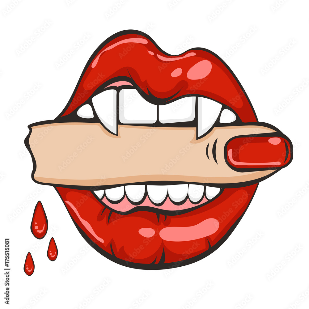 Halloween Party banner with scary lips Halloween Party banner with scary lips