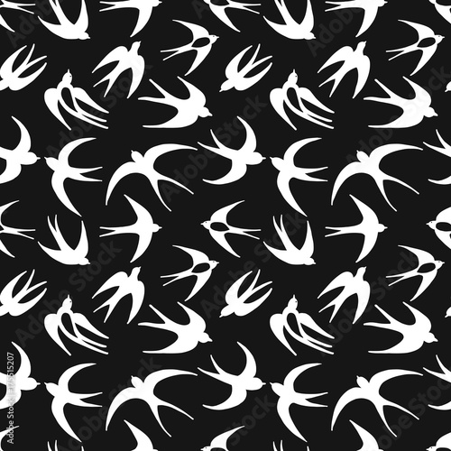 Swallows, seamless pattern for your design