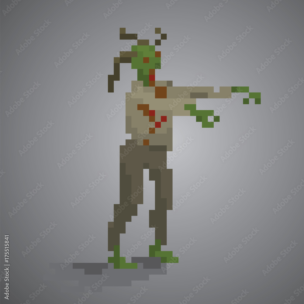 Zombie woman pixel 8 bit vector illustration. Zombie woman pixel 8 bit vector illustration.