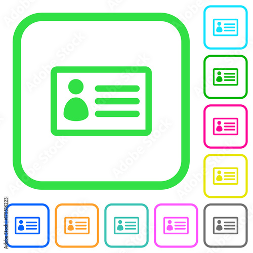 ID card vivid colored flat icons icons