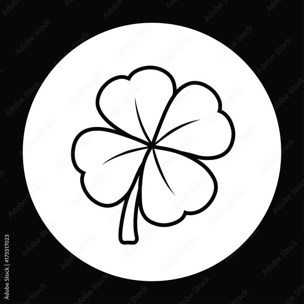 Four-leaf clover black and white vector illustration Four-leaf clover black and white vector illustration