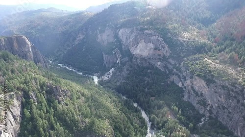 View of the mountains, rocks, waterfalls of California