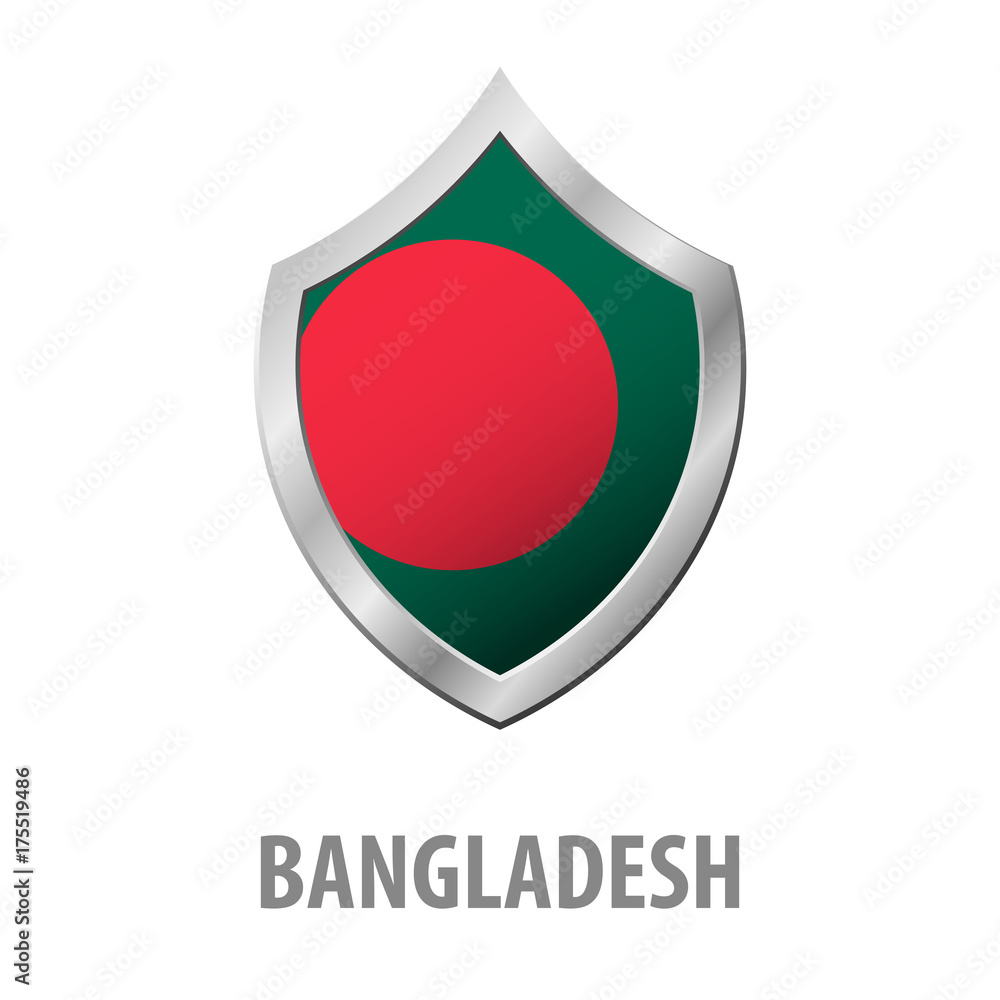 Bangladesh flag on metal shiny shield vector illustration. Bangladesh flag on metal shiny shield vector illustration.