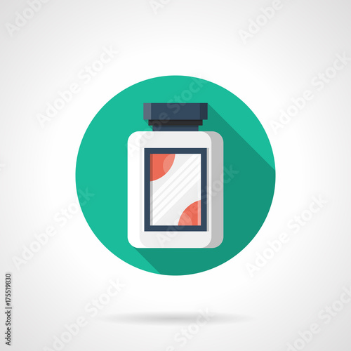 Creatine jar green round vector icon
