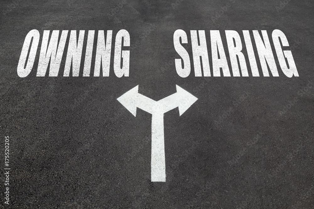 Fototapeta premium Owning vs sharing choice concept