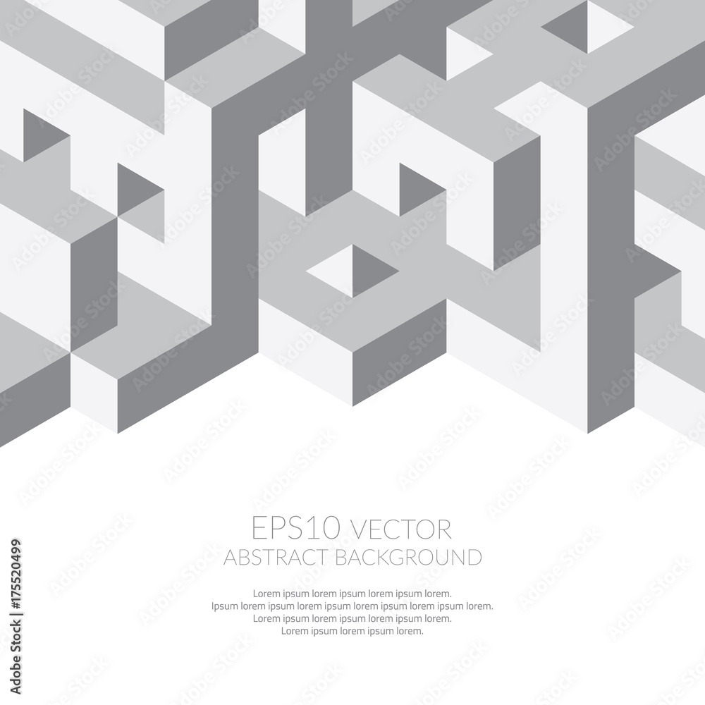 Abstract background in isometric style. Build of three-dimensional shapes. Abstract background in isometric style. Build of three-dimensional shapes.