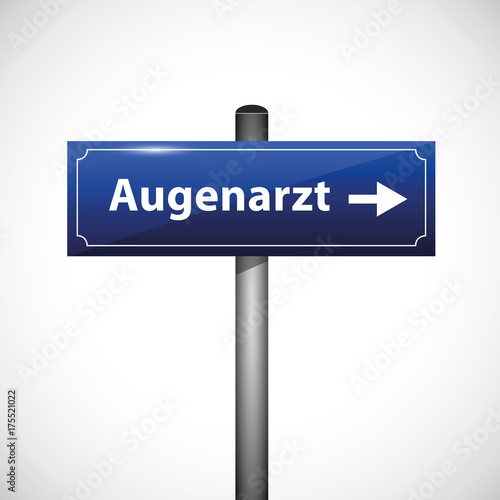 retro straßenschild zum augenarzt blau