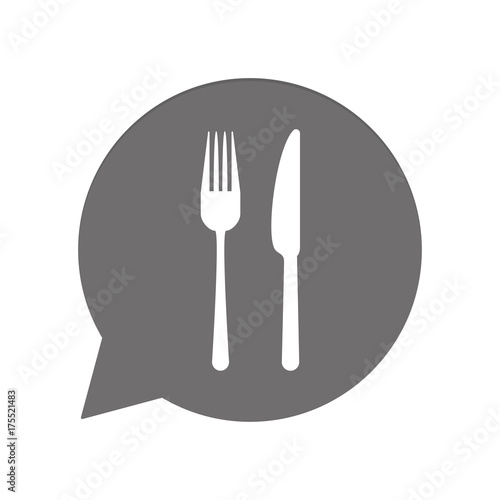 Graue Sprechblase rund - Besteck