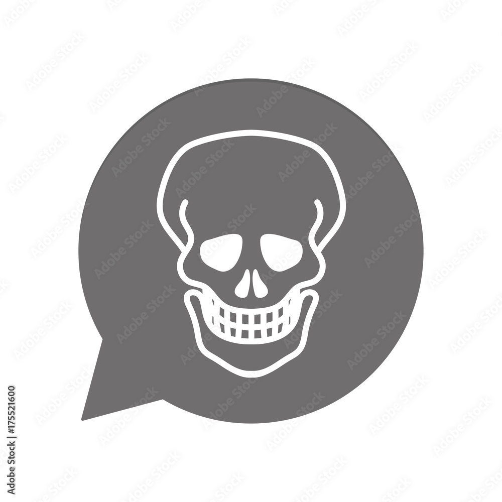 Graue Sprechblase rund - Totenkopf Graue Sprechblase rund - Totenkopf