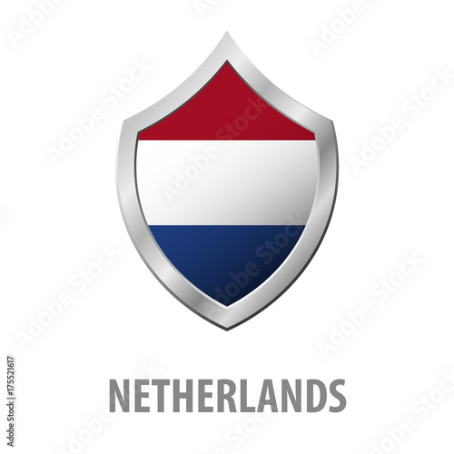 Free Download Netherlands flag on metal shiny shield vector illustration. - GFXLoad