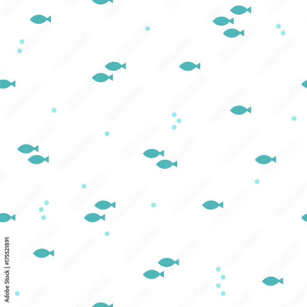 Fototapeta premium Seamless pattern with cartoon fishes. Abstract background. Nautical design