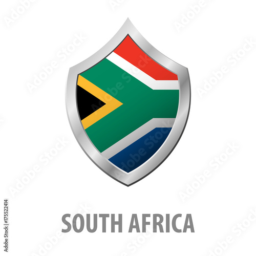 Free Download South Africa flag on metal shiny shield vector illustration. - GFXLoad
