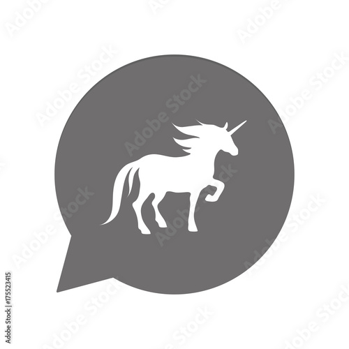 Graue Sprechblase rund - Einhorn