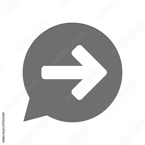 Graue Sprechblase rund - Pfeil nach rechts