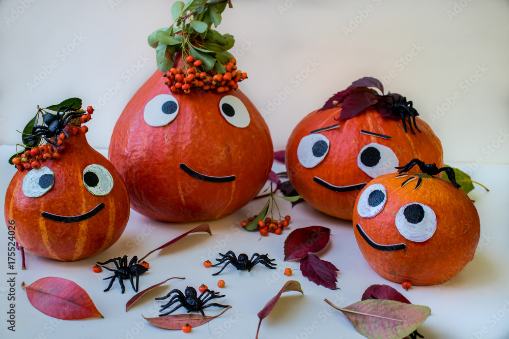 Pumpkin family congratulates on the holiday Halloveen. Pumpkin family congratulates on the holiday Halloveen.