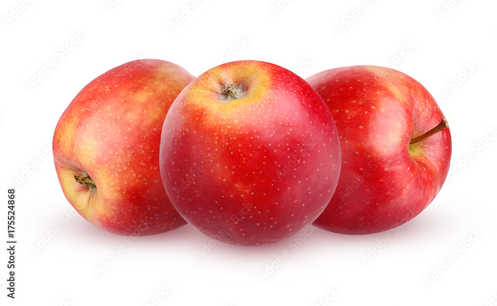 Red Apple isolated on white background with shadow.