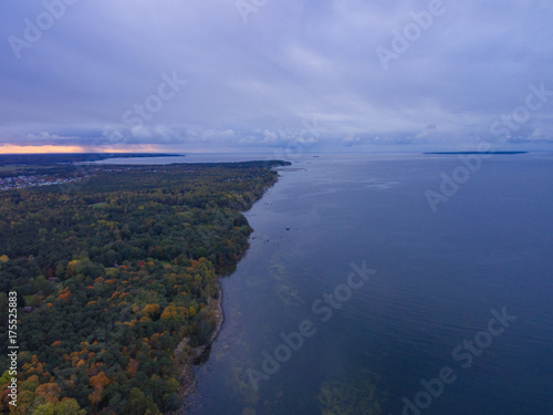 Aerial view of City Tallinn, Estonia district Oismae-Kakumae,in the evening