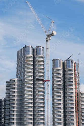 High rise apartment blocks under construction UK